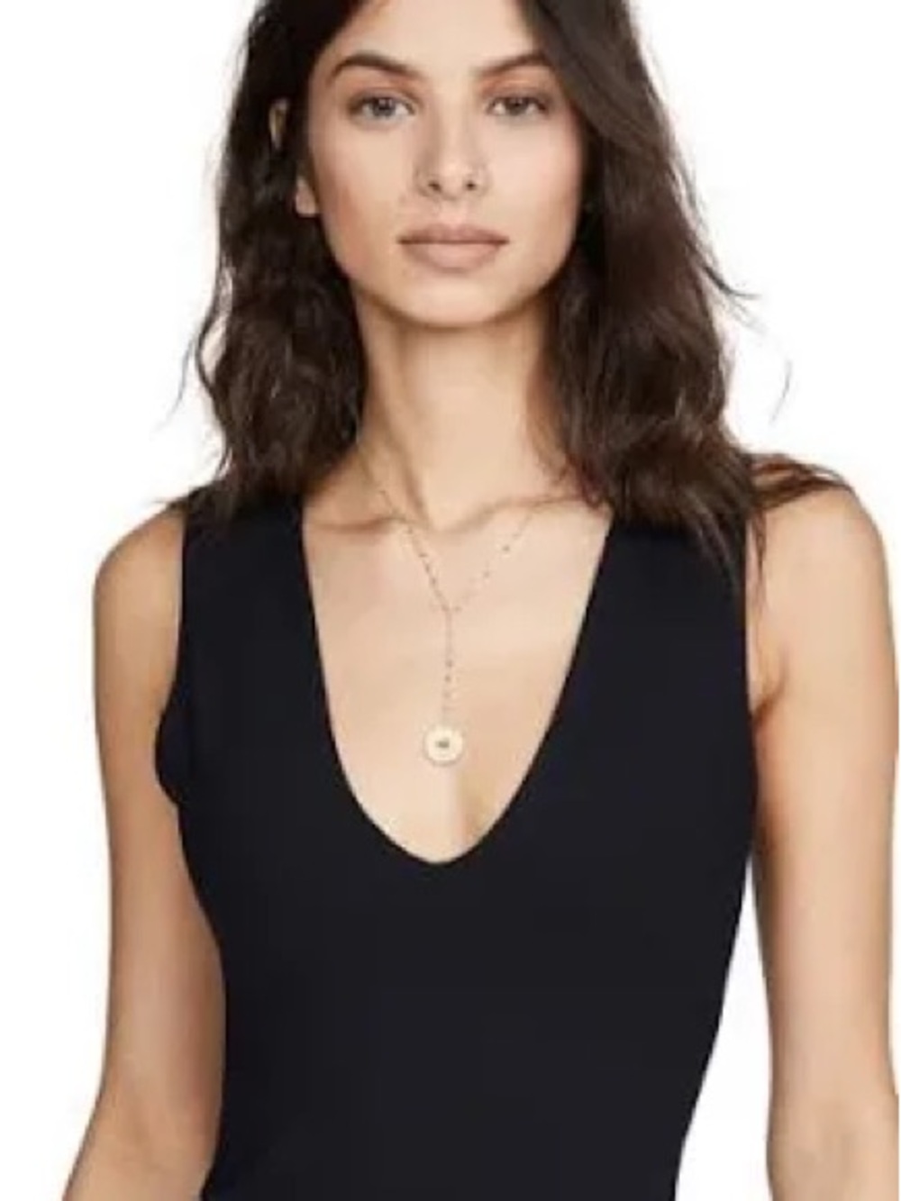 Free People Black V-Neck Sleeveless Bodysuit